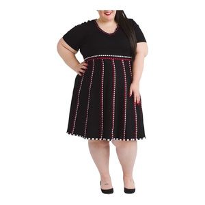 Shoshanna Sweater Dress Black Red Stretch Jersey Knit Office Career Casual 5X